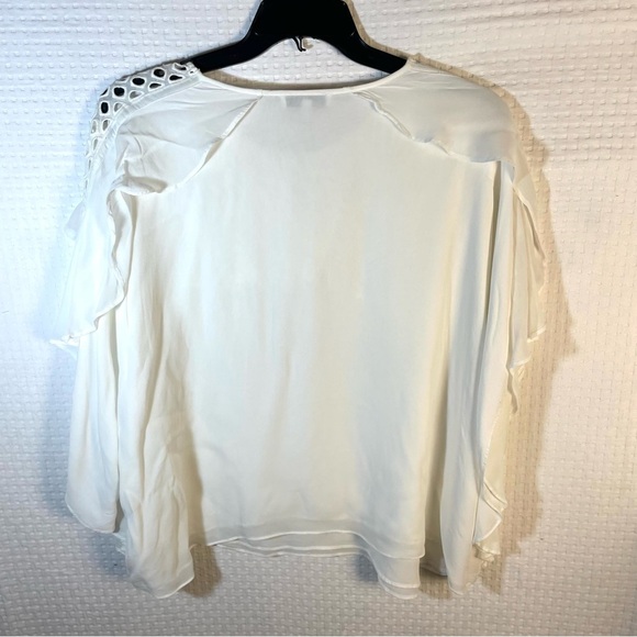 IRO Graham Top Size 38 US Medium White Draped Layered Cap Sleeve Dolman Lattice - Picture 4 of 9